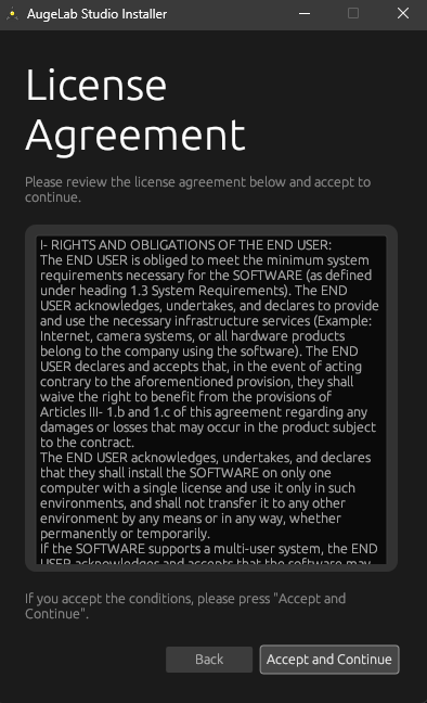 AugeLab Studio user agreement